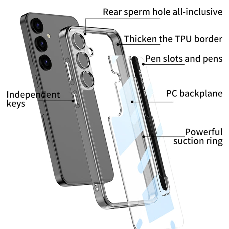 For Samsung Galaxy S24 5G GKK Space Frame Transparent PC + TPU Phone Case with Pen(Transparent Green) - Galaxy S24 5G Cases by GKK | Online Shopping South Africa | PMC Jewellery | Buy Now Pay Later Mobicred