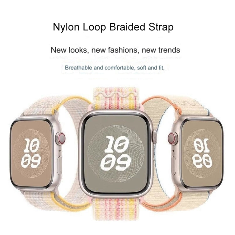 For Apple Watch 38mm Loop Nylon Watch Band(Starlight Yellow Pink) - Watch Bands by PMC TechLife | Online Shopping South Africa | PMC TechLife | Buy Now Pay Later Mobicred
