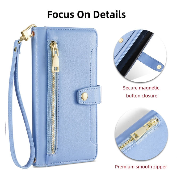 For Itel Vision 1 Pro Sheep Texture Cross-body Zipper Wallet Leather Phone Case(Blue) - More Brand by PMC TechLife | Online Shopping South Africa | PMC TechLife | Buy Now Pay Later Mobicred