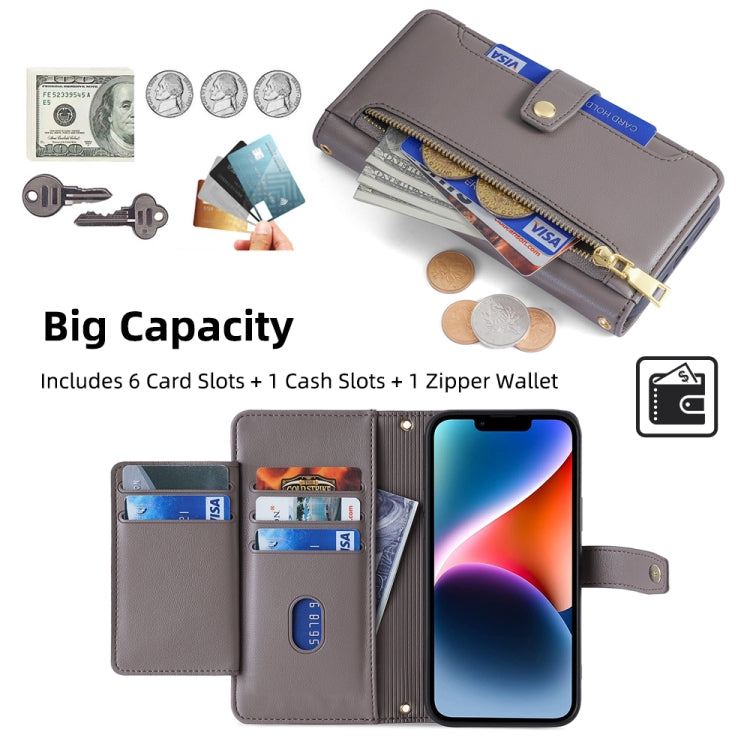 For Itel Vision 1 Pro Sheep Texture Cross-body Zipper Wallet Leather Phone Case(Grey) - More Brand by PMC TechLife | Online Shopping South Africa | PMC TechLife | Buy Now Pay Later Mobicred