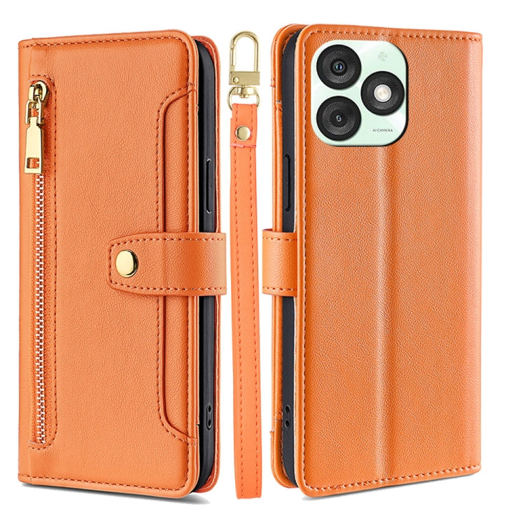 For itel A50 4G Sheep Texture Cross-body Zipper Wallet Leather Phone Case(Orange) - free shipping - PMC TechLife - Order now!