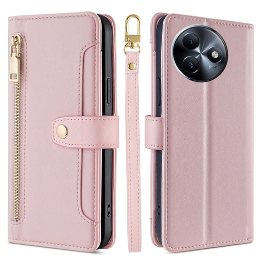 For Itel S24 4G Sheep Texture Cross-body Zipper Wallet Leather Phone Case(Pink) - More Brand by PMC Jewellery | Online Shopping South Africa | PMC Jewellery | Buy Now Pay Later Mobicred