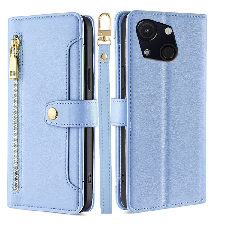 For itel A50C 4G Sheep Texture Cross-body Zipper Wallet Leather Phone Case(Blue) - free shipping - PMC TechLife - Order now!
