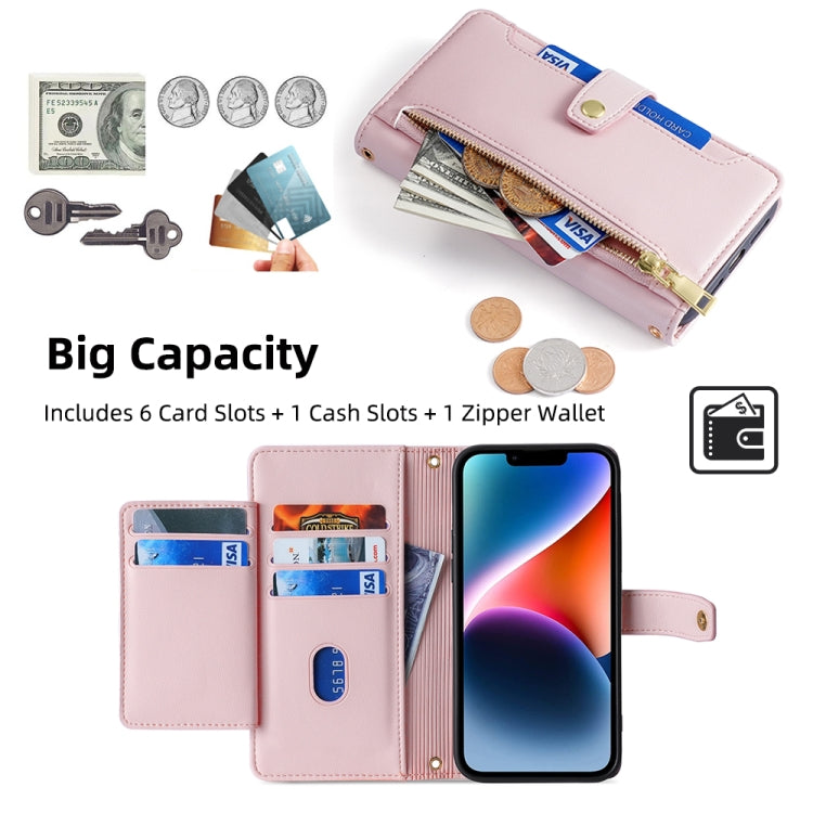 For Itel P65 Sheep Texture Cross-body Zipper Wallet Leather Phone Case(Pink) - More Brand by PMC TechLife | Online Shopping South Africa | PMC TechLife | Buy Now Pay Later Mobicred