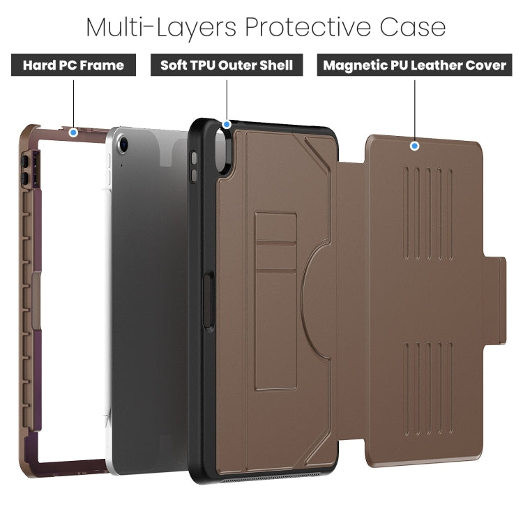 For iPad Air 11 2024 Notebook Magnetic Leather Tablet Case(Brown) - iPad Air 11 2024 Cases by PMC TechLife | Online Shopping South Africa | PMC TechLife | Buy Now Pay Later Mobicred
