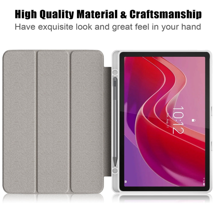 For Lenovo Tab M11 / Xiaoxin Pad 2024 Acrylic 3-Fold Solid Color Smart Leather Tablet Case(Grey) - free shipping - PMC Jewellery - Order now!