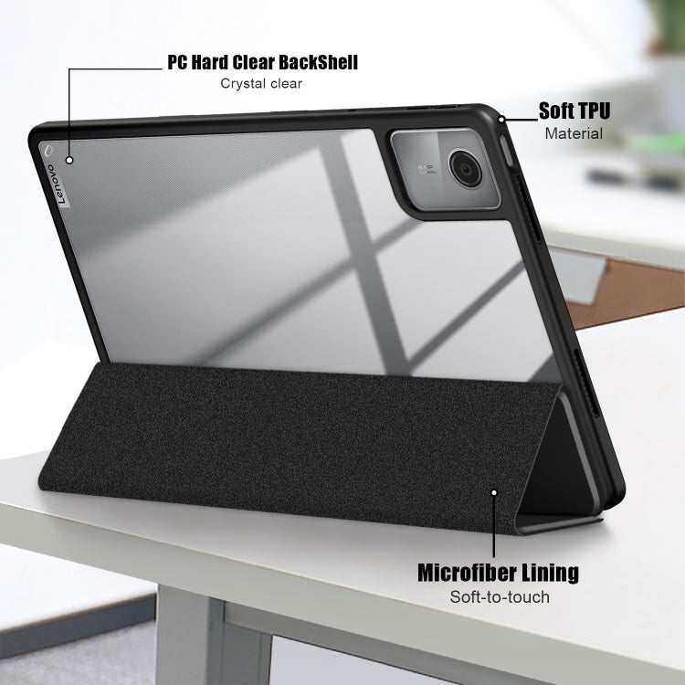 For Lenovo Tab M11 / Xiaoxin Pad 2024 Acrylic 3-Fold Solid Color Smart Leather Tablet Case(Black) - Lenovo by PMC Jewellery | Online Shopping South Africa | PMC Jewellery | Buy Now Pay Later Mobicred