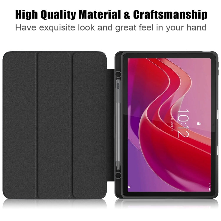 For Lenovo Tab M11 / Xiaoxin Pad 2024 Acrylic 3-Fold Solid Color Smart Leather Tablet Case(Black) - Lenovo by PMC Jewellery | Online Shopping South Africa | PMC Jewellery | Buy Now Pay Later Mobicred