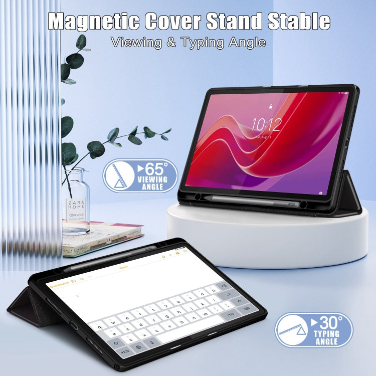 For Lenovo Tab M11 / Xiaoxin Pad 2024 Acrylic 3-Fold Solid Color Smart Leather Tablet Case(Black) - Lenovo by PMC Jewellery | Online Shopping South Africa | PMC Jewellery | Buy Now Pay Later Mobicred