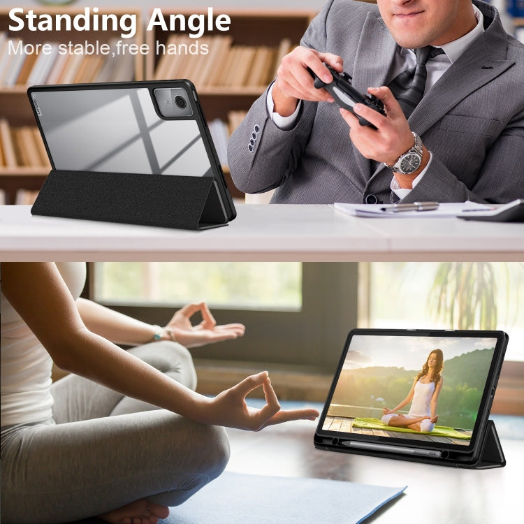 For Lenovo Tab M11 / Xiaoxin Pad 2024 Acrylic 3-Fold Solid Color Smart Leather Tablet Case(Black) - Lenovo by PMC Jewellery | Online Shopping South Africa | PMC Jewellery | Buy Now Pay Later Mobicred