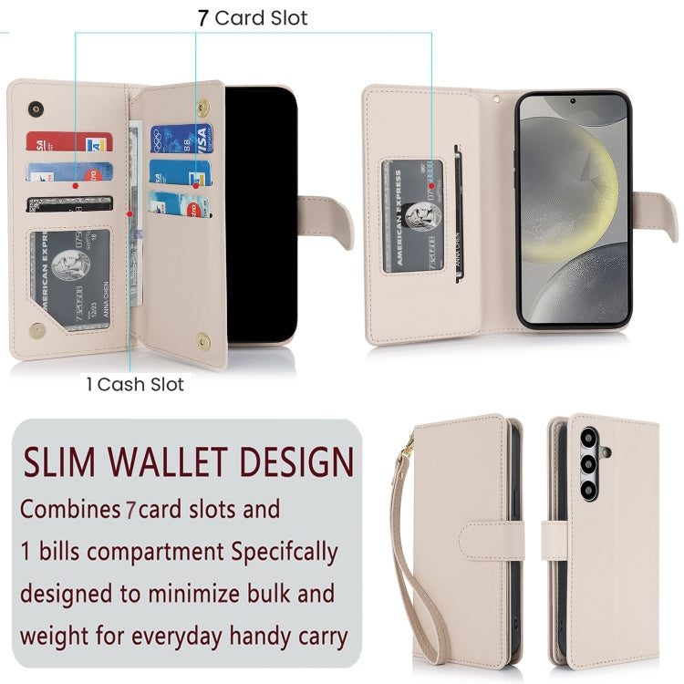 For Samsung Galaxy S24+ / S25+ 5G Multi-Card Wallet RFID Leather Phone Case(Apricot) - Galaxy S24+ 5G Cases by PMC TechLife | Online Shopping South Africa | PMC TechLife | Buy Now Pay Later Mobicred