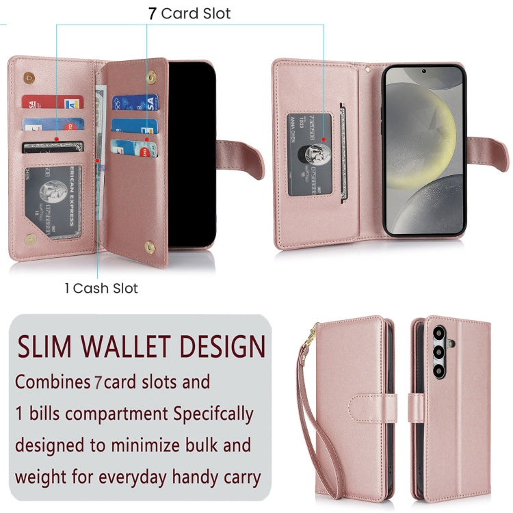 For Samsung Galaxy S24 / S25 5G Multi-Card Wallet RFID Leather Phone Case(Rose Gold) - Galaxy S24 5G Cases by PMC TechLife | Online Shopping South Africa | PMC TechLife | Buy Now Pay Later Mobicred