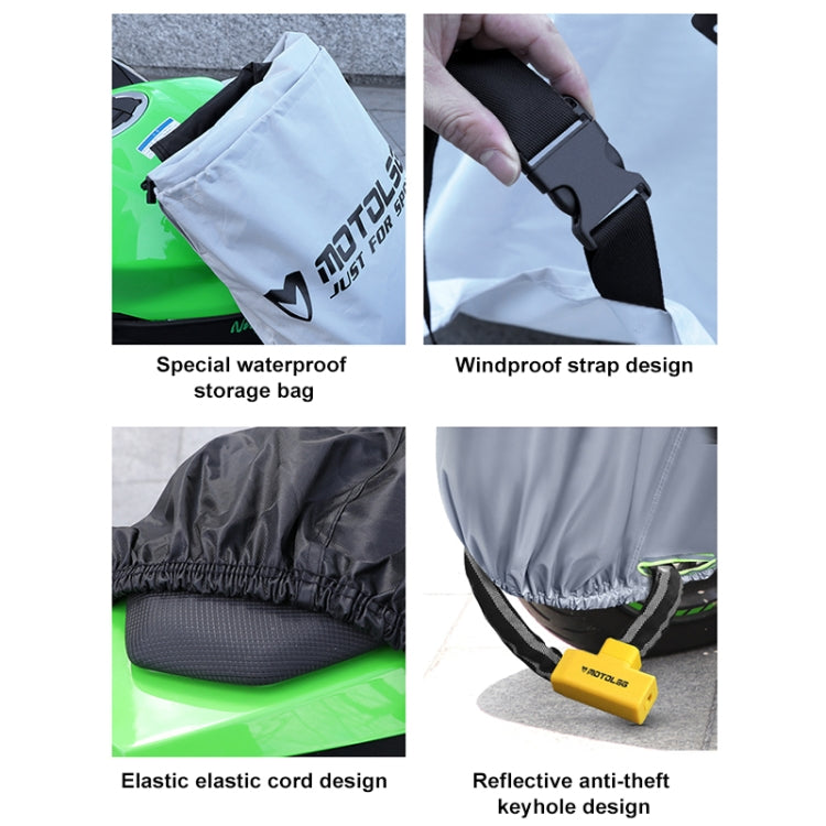 MOTOLSG Motorcycle Waterproof Sunproof Dustproof Thickening Cover, Size:L(Silver Black) - free shipping - PMC TechLife - Order now!