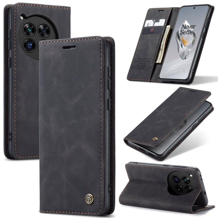 For OnePlus 12 CaseMe 013 Retro Frosted Flip Leather Phone Case(Black) - OnePlus Cases by CaseMe | Online Shopping South Africa | PMC Jewellery | Buy Now Pay Later Mobicred