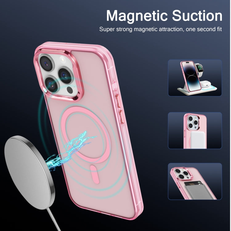 For iPhone 15 Pro Max Electroplated IMD Magsafe PC Hybrid TPU Phone Case(Pink) - iPhone 15 Pro Max Cases by PMC TechLife | Online Shopping South Africa | PMC TechLife