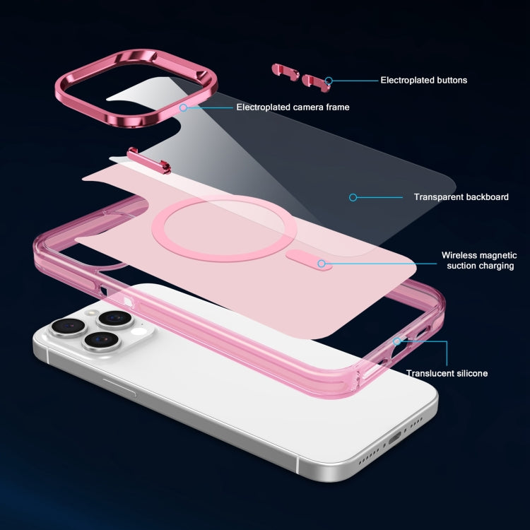 For iPhone 15 Pro Max Electroplated IMD Magsafe PC Hybrid TPU Phone Case(Pink) - iPhone 15 Pro Max Cases by PMC TechLife | Online Shopping South Africa | PMC TechLife