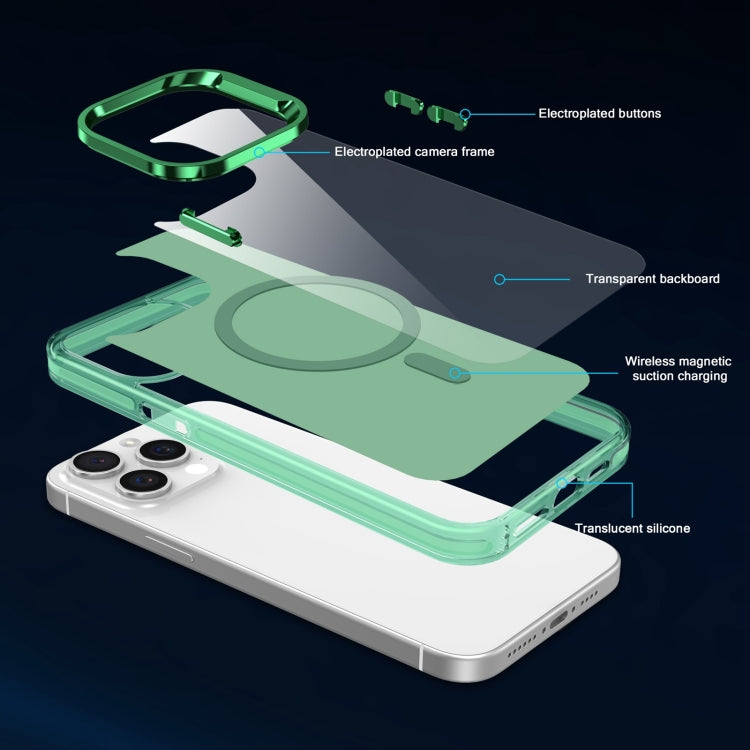 For iPhone 14 Electroplated IMD Magsafe PC Hybrid TPU Phone Case(Green) - iPhone 14 Cases by PMC TechLife | Online Shopping South Africa | PMC TechLife