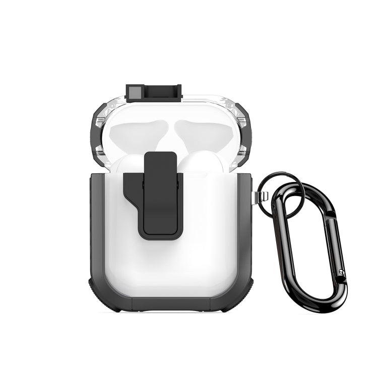 For AirPods 1/2 DUX DUCIS PECN Series Split Two-color Transparent Earphone Case with Hook(Grey Black) - For AirPods 1/2 by DUX DUCIS | Online Shopping South Africa | PMC Jewellery | Buy Now Pay Later Mobicred