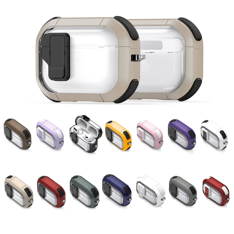 For AirPods 1/2 DUX DUCIS PECN Series Split Two-color Transparent Earphone Case with Hook(Grey Black) - For AirPods 1/2 by DUX DUCIS | Online Shopping South Africa | PMC Jewellery | Buy Now Pay Later Mobicred