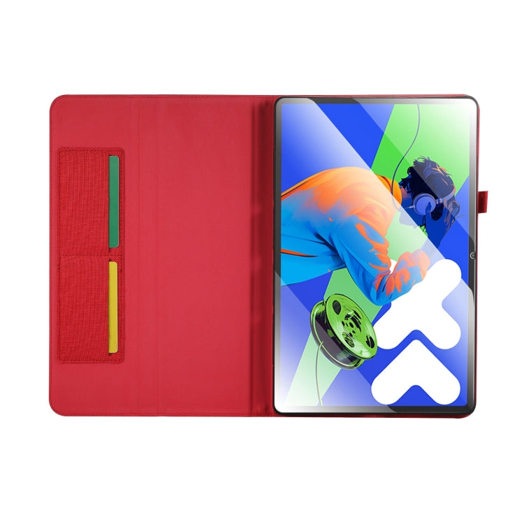 For Lenovo Tab P12 12.7 2025 Fabric Leather Tablet Case(Red) - Lenovo by PMC TechLife | Online Shopping South Africa | PMC TechLife | Buy Now Pay Later Mobicred