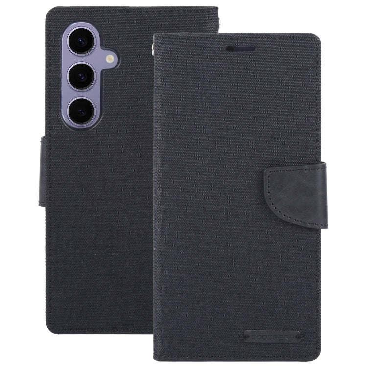 For Samsung Galaxy S24+ 5G GOOSPERY CANVAS DIARY Fabric Texture Flip Leather Phone Case(Black) - Galaxy S24+ 5G Cases by GOOSPERY | Online Shopping South Africa | PMC Jewellery | Buy Now Pay Later Mobicred