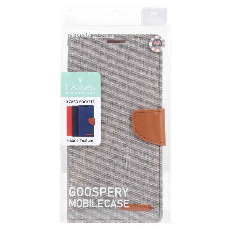 For Samsung Galaxy S24+ 5G GOOSPERY CANVAS DIARY Fabric Texture Flip Leather Phone Case(Grey) - Galaxy S24+ 5G Cases by GOOSPERY | Online Shopping South Africa | PMC Jewellery | Buy Now Pay Later Mobicred