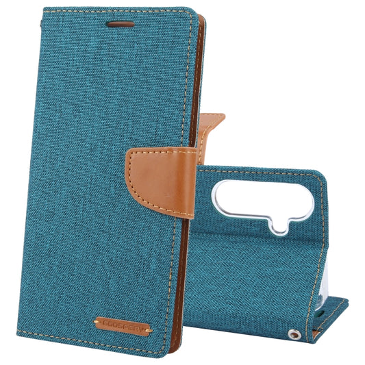 For Samsung Galaxy S24 5G GOOSPERY CANVAS DIARY Fabric Texture Flip Leather Phone Case(Green) - Galaxy S24 5G Cases by GOOSPERY | Online Shopping South Africa | PMC Jewellery | Buy Now Pay Later Mobicred