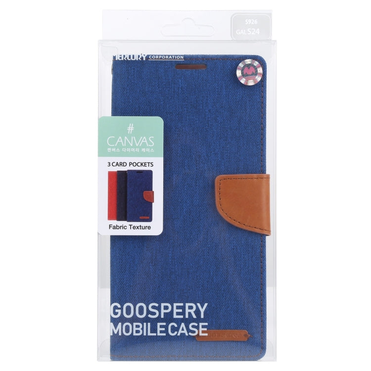 For Samsung Galaxy S24 5G GOOSPERY CANVAS DIARY Fabric Texture Flip Leather Phone Case(Blue) - Galaxy S24 5G Cases by GOOSPERY | Online Shopping South Africa | PMC Jewellery | Buy Now Pay Later Mobicred