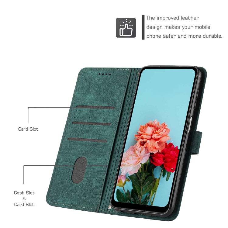 For Motorola Edge 2024 Skin Feel Stripe Pattern Leather Phone Case with Long Lanyard(Green) - Motorola Cases by PMC Jewellery | Online Shopping South Africa | PMC Jewellery | Buy Now Pay Later Mobicred