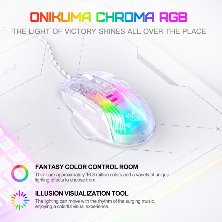 ONIKUMA CW923 RGB Lighting Wired Mouse(Transparent) - Wired Mice by ONIKUMA | Online Shopping South Africa | PMC Jewellery | Buy Now Pay Later Mobicred