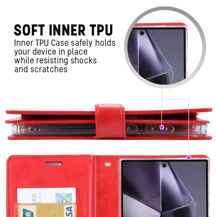 For Samsung Galaxy S24 Ultra 5G GOOSPERY MANSOOR DIARY 9 Card Slots Leather Phone Case(Rose Red) - Galaxy S24 Ultra 5G Cases by GOOSPERY | Online Shopping South Africa | PMC Jewellery | Buy Now Pay Later Mobicred