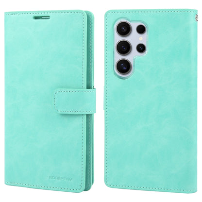 For Samsung Galaxy S24 Ultra 5G GOOSPERY MANSOOR DIARY 9 Card Slots Leather Phone Case(Mint Green) - Galaxy S24 Ultra 5G Cases by GOOSPERY | Online Shopping South Africa | PMC Jewellery | Buy Now Pay Later Mobicred