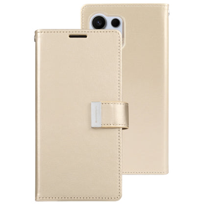 For Samsung Galaxy S24 Ultra 5G GOOSPERY RICH DIARY Crazy Horse Texture Leather Phone Case(Gold) - Galaxy S24 Ultra 5G Cases by GOOSPERY | Online Shopping South Africa | PMC Jewellery | Buy Now Pay Later Mobicred