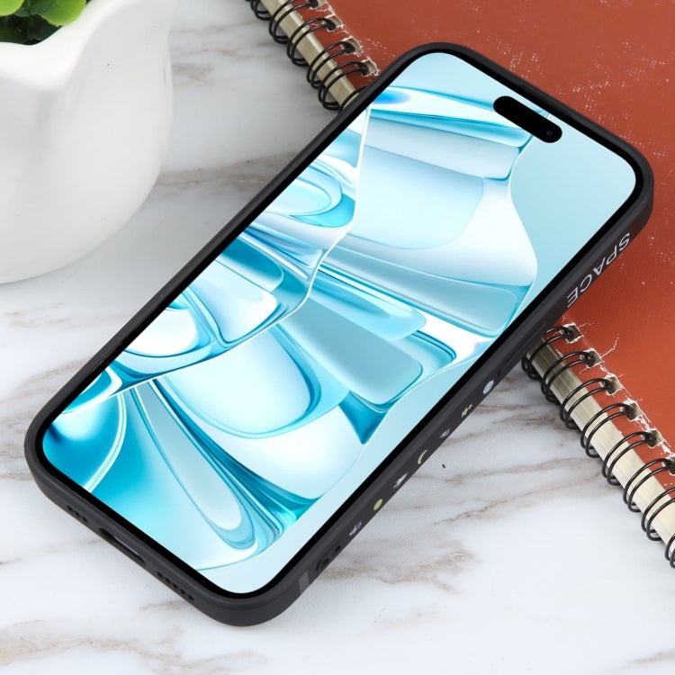 For iPhone 16 Plus Astronaut Pattern Silicone Straight Edge Phone Case(Planet Landing-Black) - iPhone 16 Plus Cases by PMC TechLife | Online Shopping South Africa | PMC TechLife | Buy Now Pay Later Mobicred