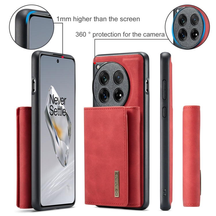 For OnePlus 12 DG.MING M1 Series 3-Fold Multi Card Wallet + Magnetic Phone Case(Red) - free shipping - PMC TechLife - Order now!