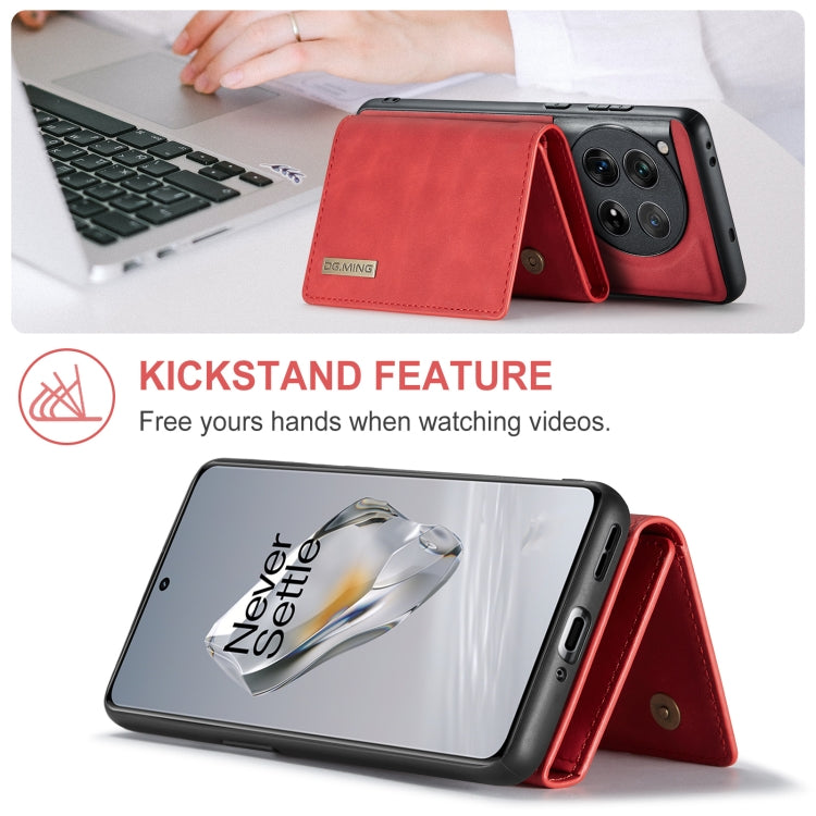 For OnePlus 12 DG.MING M1 Series 3-Fold Multi Card Wallet + Magnetic Phone Case(Red) - free shipping - PMC TechLife - Order now!