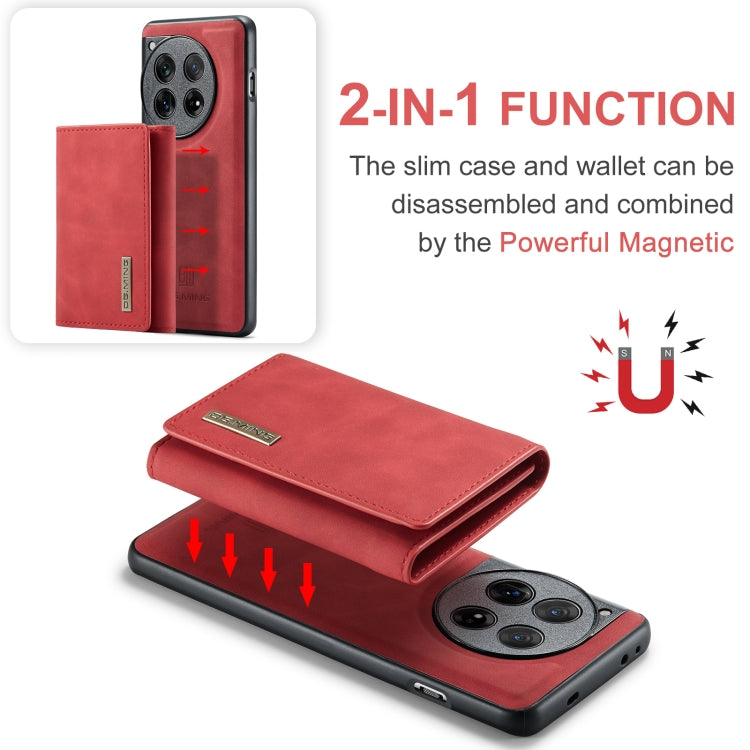 For OnePlus 12 DG.MING M1 Series 3-Fold Multi Card Wallet + Magnetic Phone Case(Red) - free shipping - PMC TechLife - Order now!