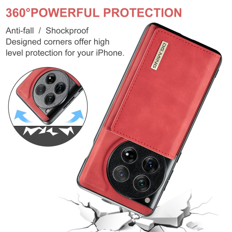 For OnePlus 12 DG.MING M1 Series 3-Fold Multi Card Wallet + Magnetic Phone Case(Red) - free shipping - PMC TechLife - Order now!