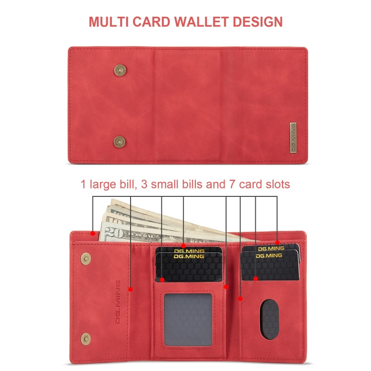 For OnePlus 12 DG.MING M1 Series 3-Fold Multi Card Wallet + Magnetic Phone Case(Red) - free shipping - PMC TechLife - Order now!