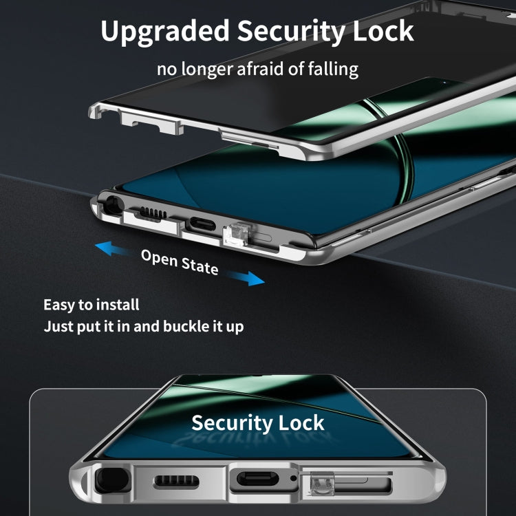 For OnePlus 12 Magnetic HD Tempered Glass Phone Case(Silver) - OnePlus Cases by PMC TechLife | Online Shopping South Africa | PMC TechLife | Buy Now Pay Later Mobicred