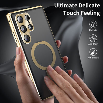 For Samsung Galaxy S23 Ultra 5G MagSafe Magnetic HD Frosted Tempered Glass Holder Phone Case(Gold) - Galaxy S23 Ultra 5G Cases by PMC Jewellery | Online Shopping South Africa | PMC Jewellery