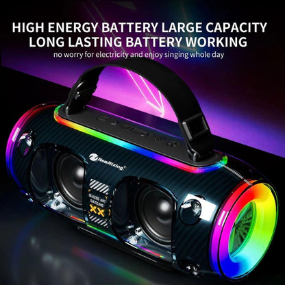 New Rixing NR8806 Portable Outdoor Wireless Bluetooth Speaker RGB Colorful Subwoofer, Style:Dual Mic(Black) - Desktop Speaker by NewRixing | Online Shopping South Africa | PMC Jewellery | Buy Now Pay Later Mobicred