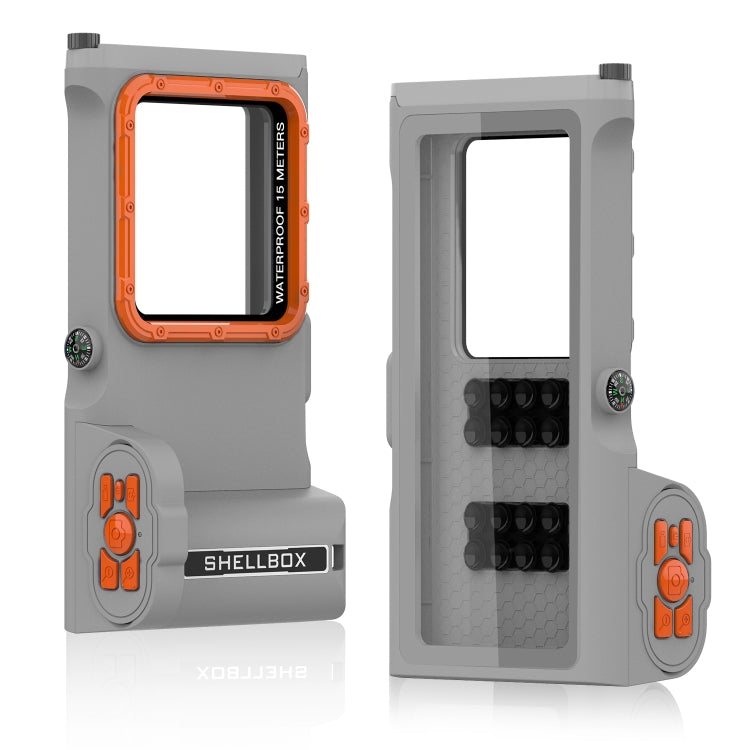 Diving Shell Gen3 Bluetooth Waterproof Phone Case(Grey Orange) - Waterproof Bag by PMC TechLife | Online Shopping South Africa | PMC TechLife | Buy Now Pay Later Mobicred