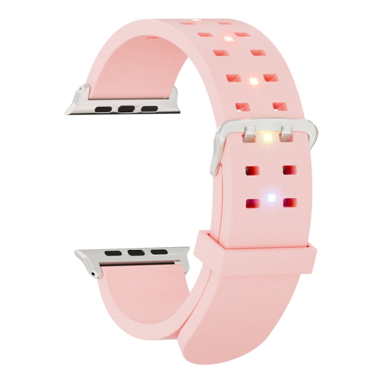 For Apple Watch Series 7 45mm Luminous Colorful Light Silicone Watch Band(Pink) - Watch Bands by PMC Jewellery | Online Shopping South Africa | PMC Jewellery