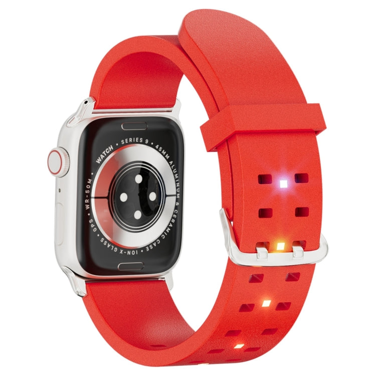 For Apple Watch Series 7 45mm Luminous Colorful Light Silicone Watch Band(Red) - Watch Bands by PMC TechLife | Online Shopping South Africa | PMC TechLife