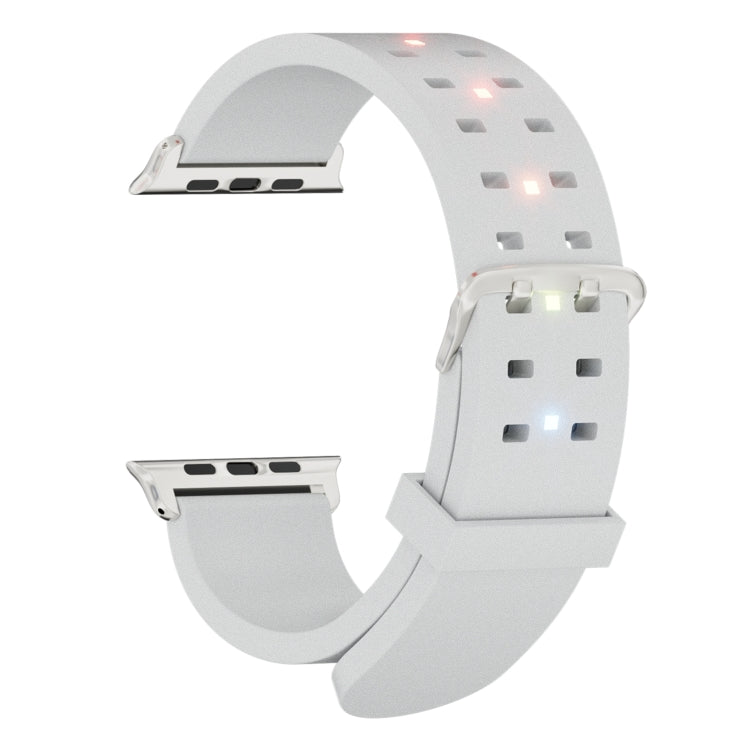 For Apple Watch SE 44mm Luminous Colorful Light Silicone Watch Band(Light Grey) - Watch Bands by PMC TechLife | Online Shopping South Africa | PMC TechLife
