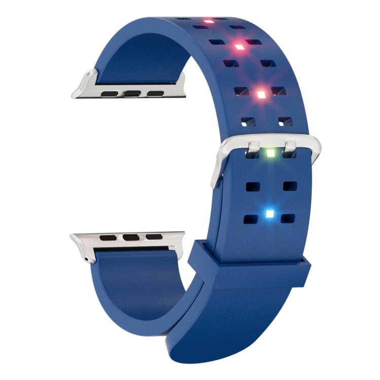 For Apple Watch Series 3 42mm Luminous Colorful Light Silicone Watch Band(Blue) - Watch Bands by PMC TechLife | Online Shopping South Africa | PMC TechLife