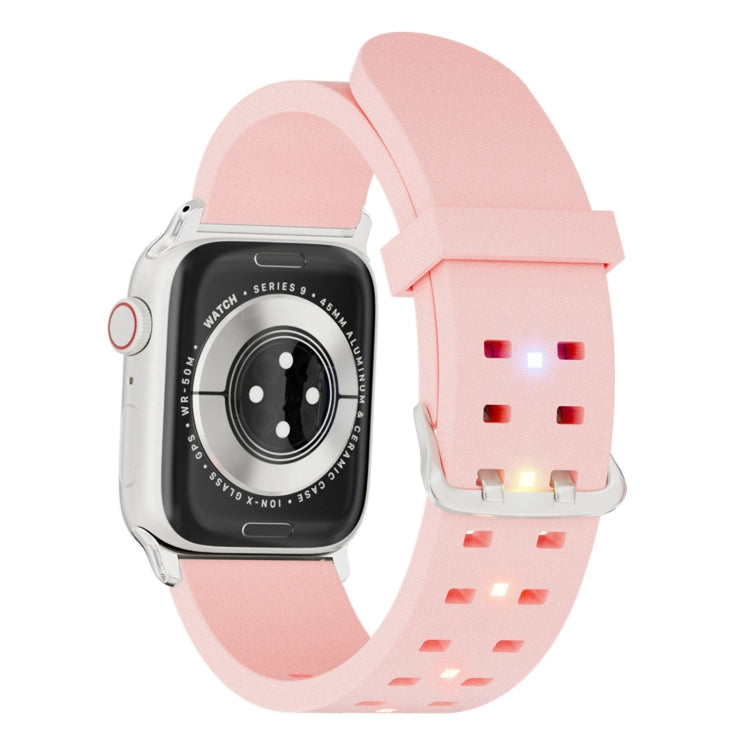For Apple Watch 42mm Luminous Colorful Light Silicone Watch Band(Pink) - Watch Bands by PMC TechLife | Online Shopping South Africa | PMC TechLife