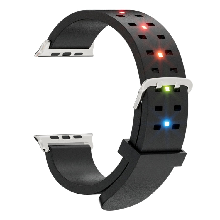 For Apple Watch 42mm Luminous Colorful Light Silicone Watch Band(Black) - Watch Bands by PMC TechLife | Online Shopping South Africa | PMC TechLife