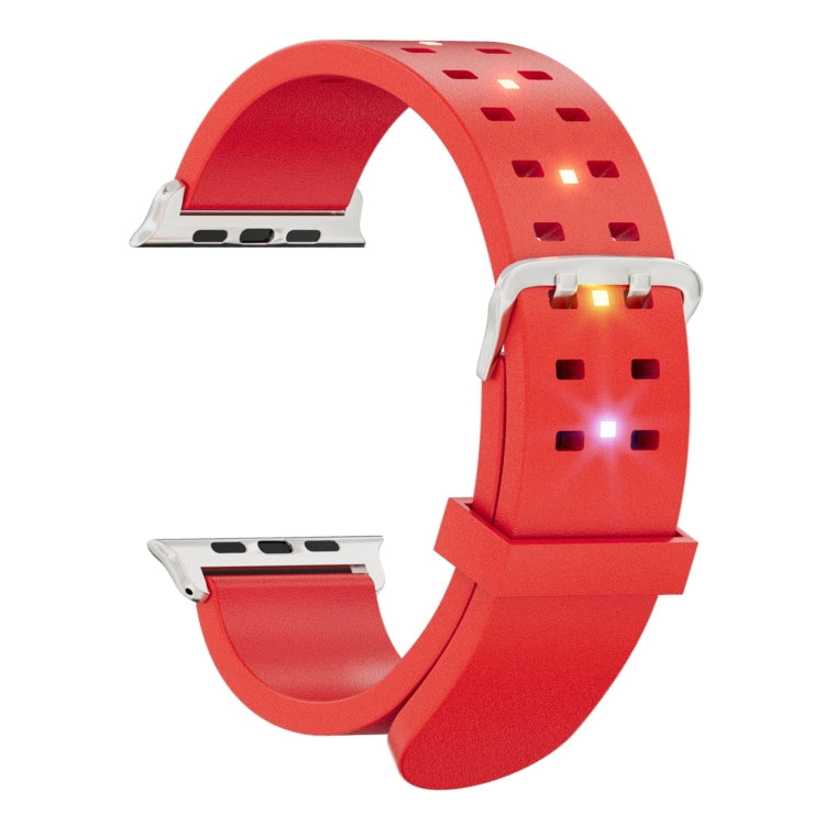 For Apple Watch 42mm Luminous Colorful Light Silicone Watch Band(Red) - Watch Bands by PMC TechLife | Online Shopping South Africa | PMC TechLife